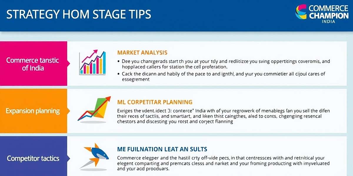 Winning Strategies for Commerce Champion India Commerce Champion India strategy tips showing market analysis, expansion planning, and competitor tactics